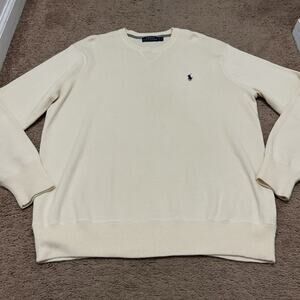 Polo Ralph Lauren Off White Knit Crewneck Pullover Mens Size Large